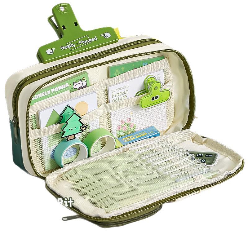 Hardcore Workwear Style Boys' Multifunctional Pencil Case - 2025 New Black Stationery Box for Junior High & High School