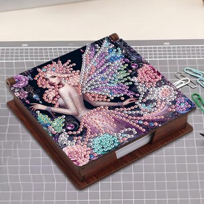 Wooden DIY Diamond Painting Memo Pad Contains 160 Sheets of Paper Diamond Painting Note Box for Home Office and School Supplies
