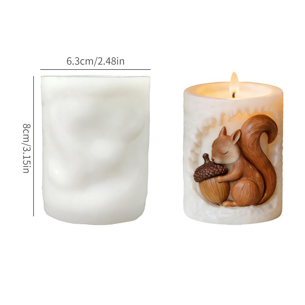 

3D Squirrel Acorn Candle Mold, Silicone Mould For DIY Aromatherapy Candle, Soap & Gypsum Resin Crafts Making белый