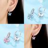 925 Silver Blue Butterfly Earrings Women's Accessory Gift Pink Animal Earrings Valentine Delicate Anniversary Jewelry