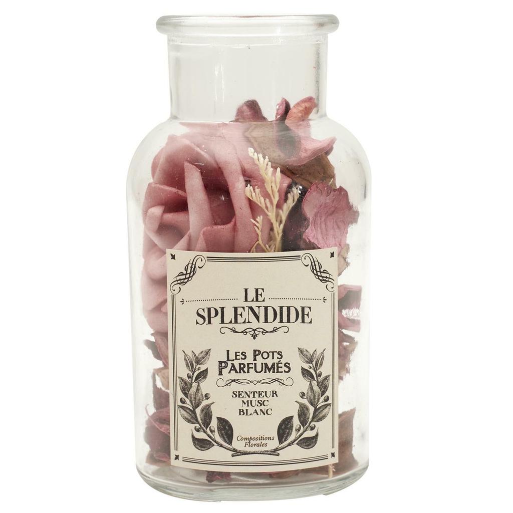Glass Jar 8X16 Cm With Pink Pot Pourri Decoration And Aroma
