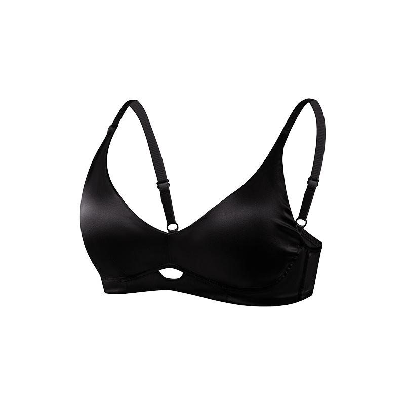 Silk rimless underwear, mmi double-sided satin mulberry silk thin chicken heart bra M