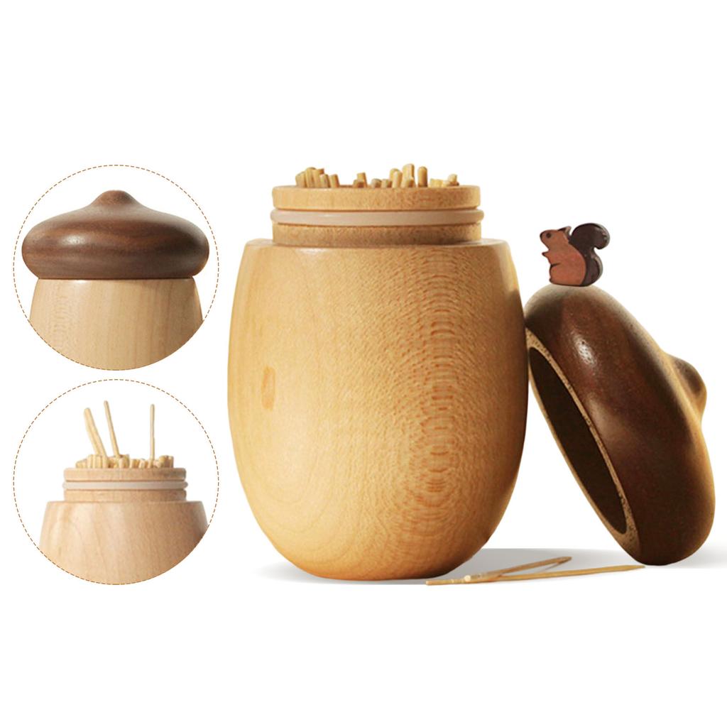 Zahnstocherhalter aus Holz, japanische Zahnstocher-Aufbewahrungsbox in Eichelform, Ständer, Tischdekoration, Zahnstocherspender, Küchen-Organizer