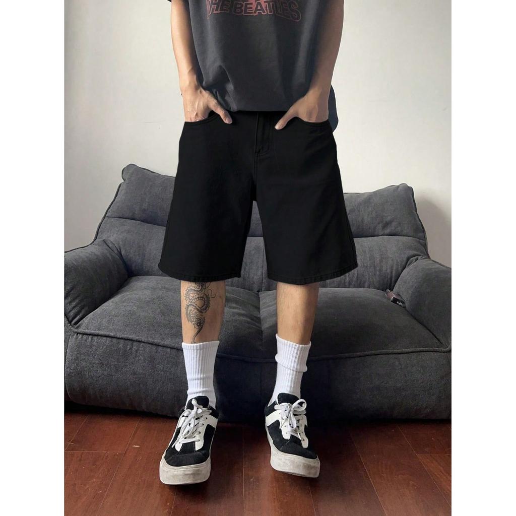 Summer Trend Niche Retro Denim Shorts Men's Loose Casual Trendy Brand Five Quarter Pants