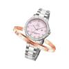 OLEVS Women's Shell Dial Ceramic Diamond Watch Waterproof Luminous Date Bracelet Pink