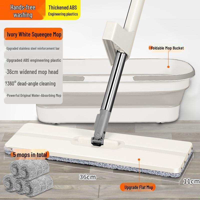 Large Hands-Free Wet & Dry Flat Mop with Squeegee