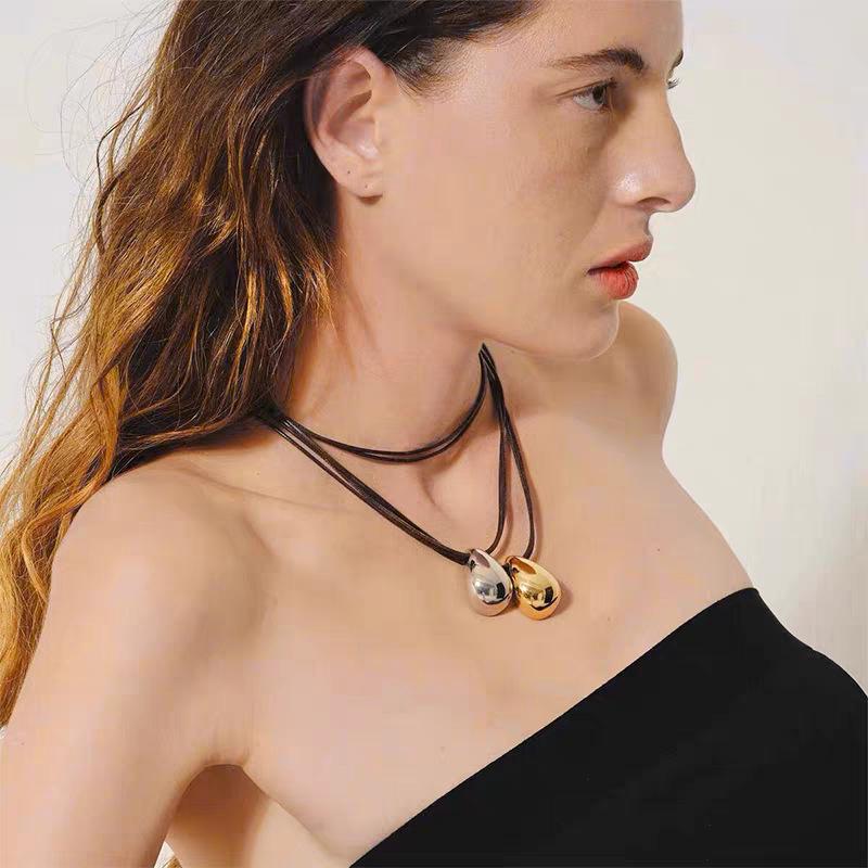 Autumn/Winter Silver Water Drop Pendant: Elegant Korean/Japanese Design Sweater Chain