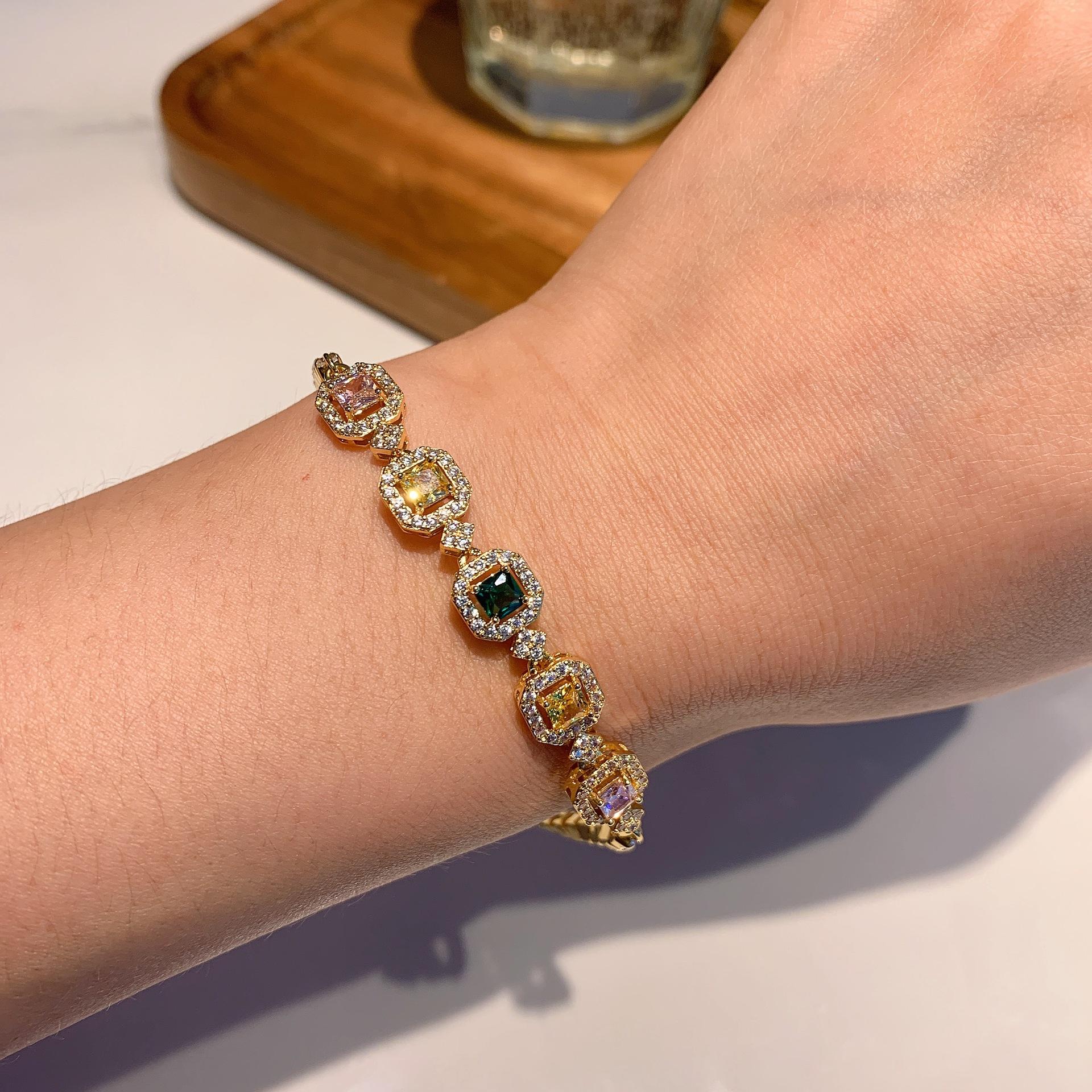 

Дофаминовый браслет имитация Параиба простой зеленый бриллиантовый золотой платиновый браслет многоцветный браслет сокровища для женщин