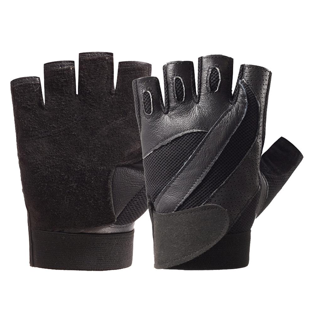 

Кожаные фитнес-перчатки для мужчин для езды, нескользящие, износостойкие, тактические для тренажерного зала, занятий спортом на открытом воздухе, с цветными блоками, с половиной пальцев, из овчины XL