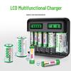 Eight-Slot USB LCD Universal Charger for AA/AAA/C/D Ni-MH Batteries with Type-C Charging
