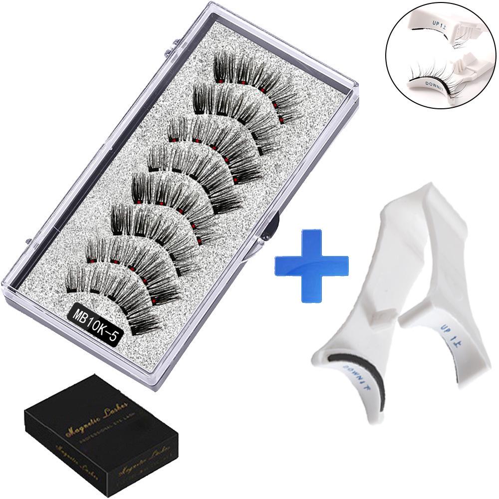 Two Pairs of Magnetic False Eyelashes with Curler - No Glue Needed, European & American Thick Style.