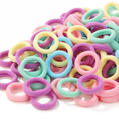 50/100Pcs Colorful Basic Nylon Ealstic Hair Ties for Girls Ponytail Hold Scrunchie Rubber Band Kid Fashion Hair Accessories