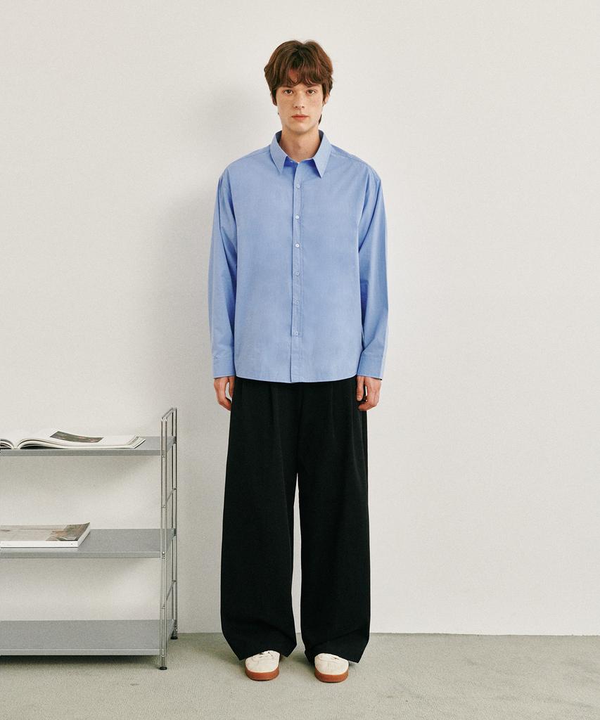 GLW Wide Two-Pleat Cotton Pants Black