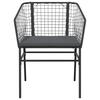 5 Piece Outdoor Dining Set with Cushions Black Poly Rattan Glass Table