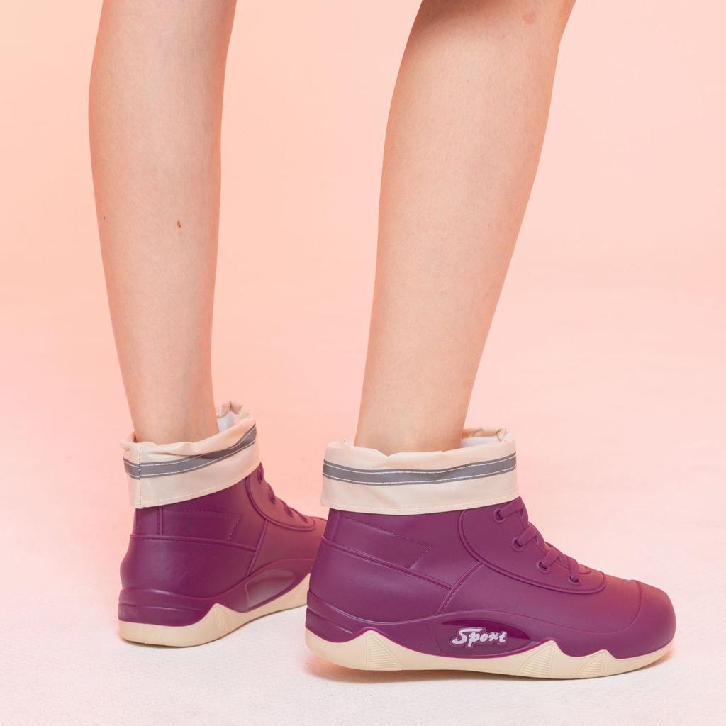 2025 New Women Waterproof Rain Boots for Women Fake Lace Up Ankle Rubber Rain Shoes Non-slip Four Seasons Woman Water Boots