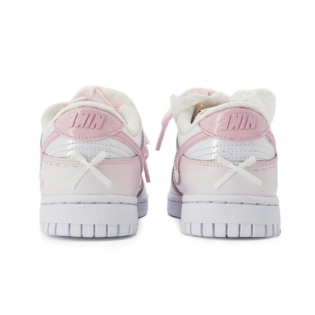 Nike Dunk SB Slip Resistant Abrasion Resistant Low Top Skateboard Shoes Women's Pink White FD8683-100(Team435-)