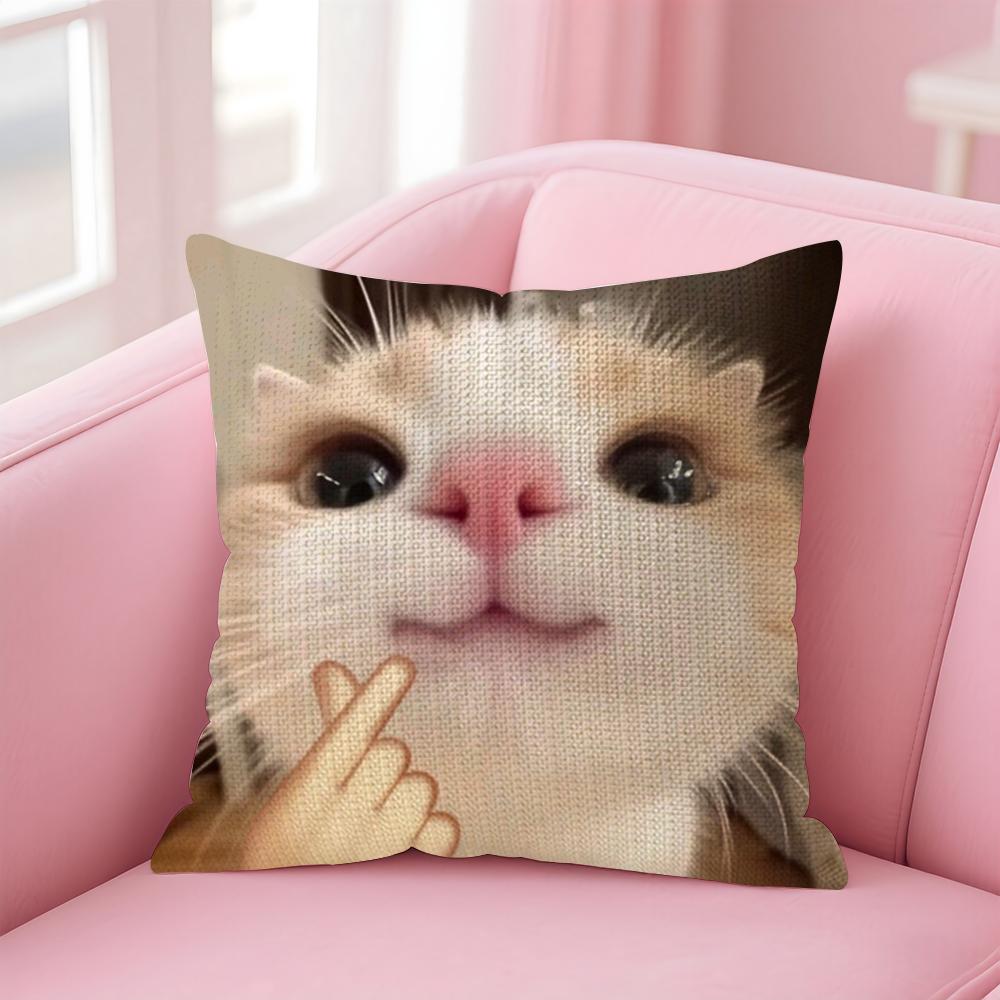 Cute Animal Dog Cat Cushion Cover Natural Linen Pillow Case DoubleSided Print Decorative Sofa Pillowcase Home Decor Gift