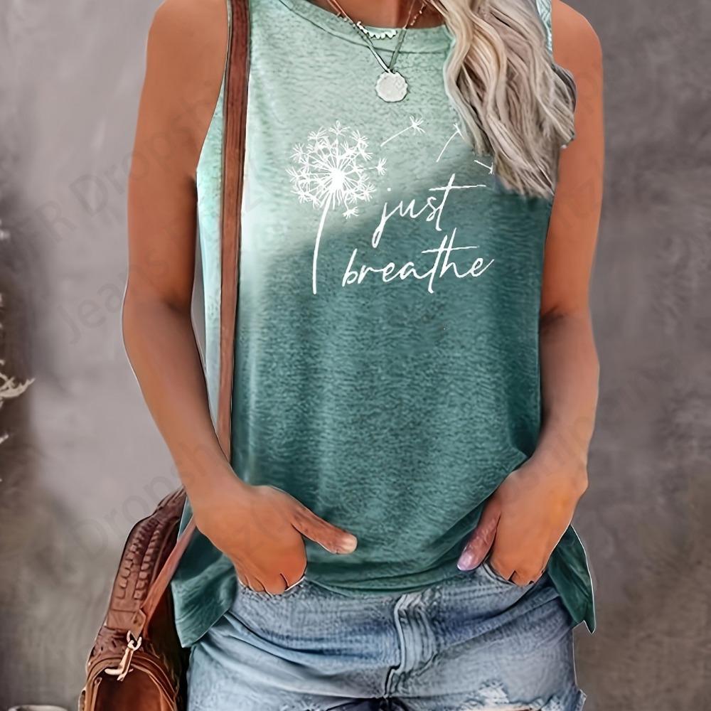 Dandelion 3d Print Tank Tops Women's Fashion Crew Neck Sleeveless Tanks Tops Casual Tops Tees Women's Clothing Letter 2024