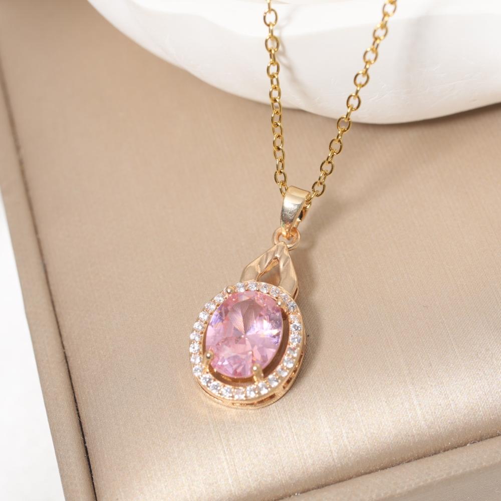 Teardrop Pendant Necklace for Women Golden Stainless Steel Clavicle Chain Zirconia Jewelry Wedding Party Daily Wear Accessories