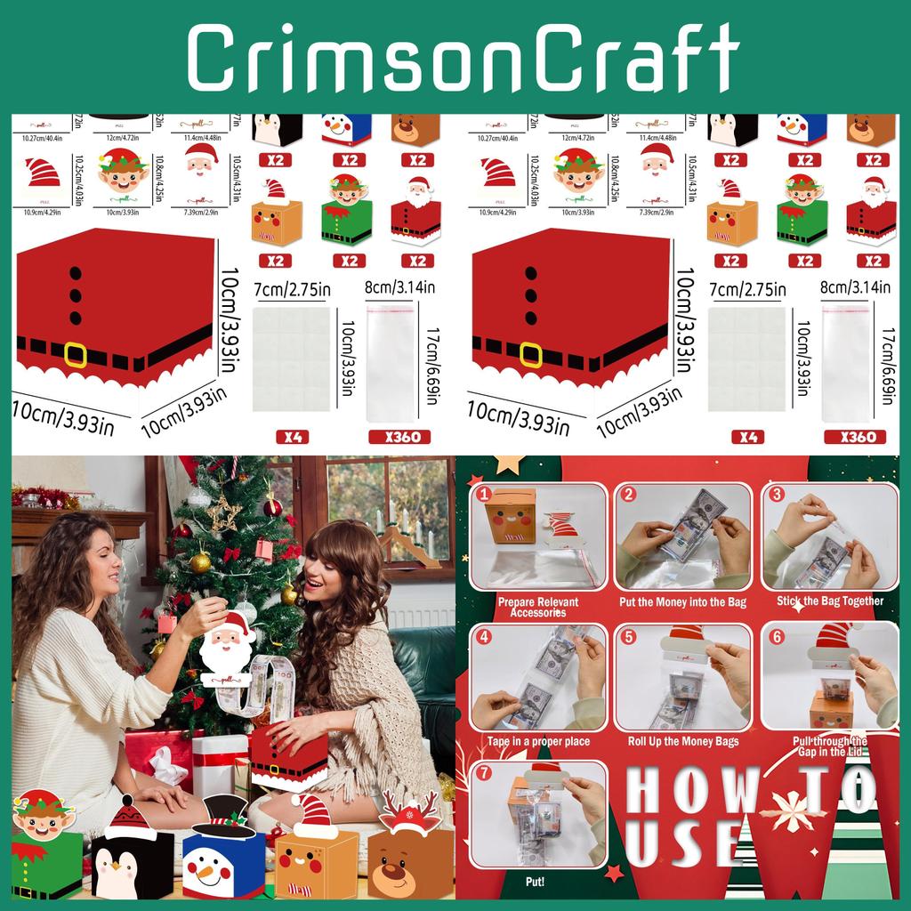 Christmas Cash Gift Envelopes With Durable Pet Material For Celebration Surprises