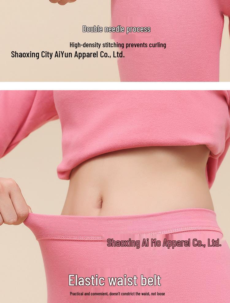 Women's Red Bean Pure Cotton Autumn Set: Round Neck Thin Warm Base Layer and Loose Pants