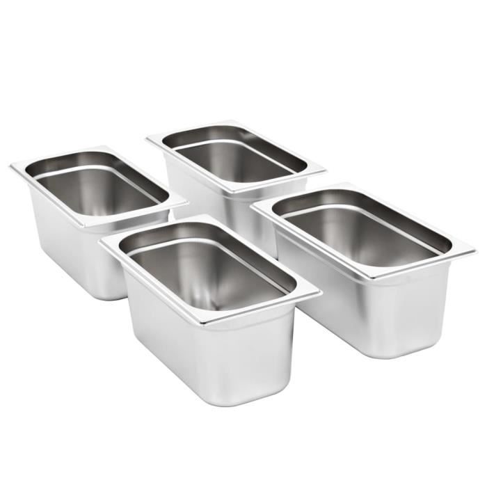 VidaXL Récipients Gastronorm 4 pcs GN 1/3 150 mm Acier inoxydable
