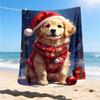1pc Christmas sweater Outdoor Flannel Blanket , Machine Washable Perfect Gift for Birthday , Holiday Travel Accessory , Durable Material