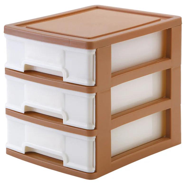 Desktop Drawer Storage Cabinet Office Stationery Storage Box Small Miscellaneous Storage Box with Three Drawers коричневый 2620₽
