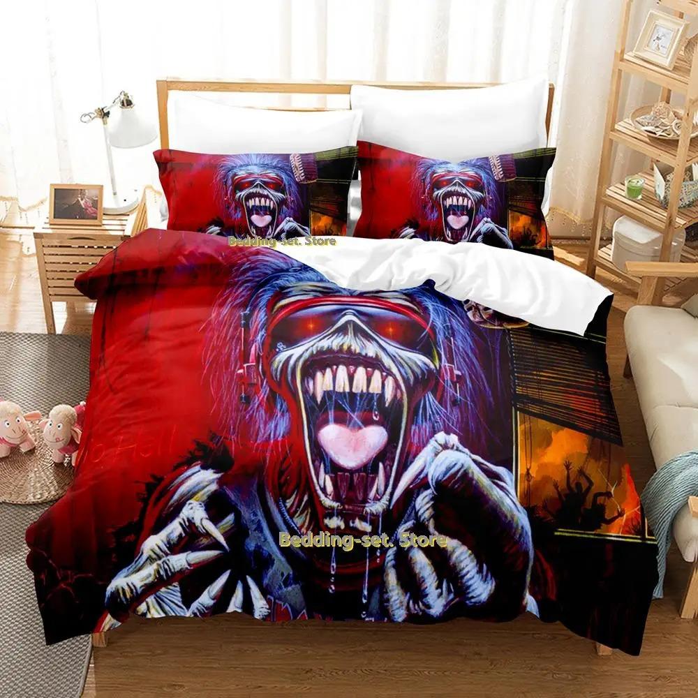 New Hip Hop Maiden Heavy Metal Bedding Set Cartoon Anime Three-piece Set Adult Kid Bedroom Duvetcover Sets Queen Bedding Set