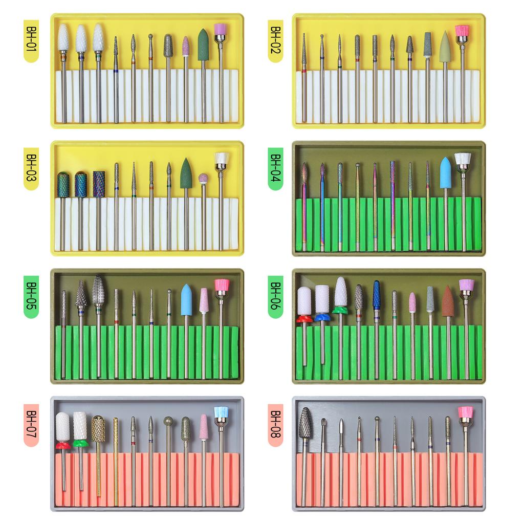 High quality new nail polishing tool alloy tungsten steel ceramic nail polishing head set polishing tool