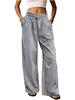 European Plaid Women's Wide-Leg Elastic High-Waist Pajama Pants with Drawstring