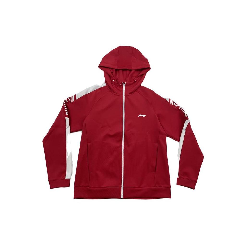 Li Ning Womens Fitness Series Logo Embroidered Color Block Loose Sweatshirt Women sweatshirt Bull-Red AWDRB04-4