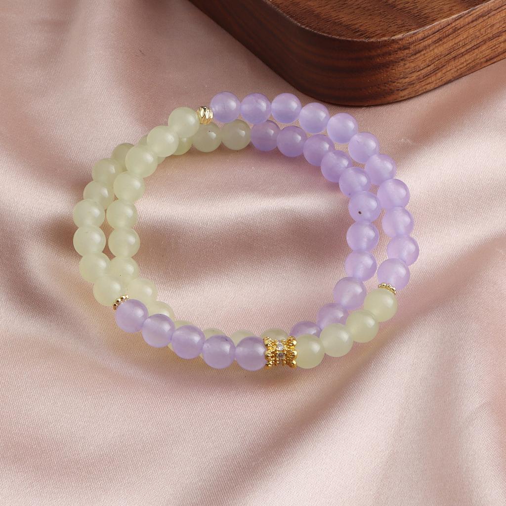 Bracelet Powder Crystal Strawberry Crystal Aquamarine Purple Jade Green Jade Double Spell Bracelet Crystal Bracelet Fashion Douyin Burst