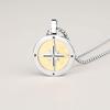 New Men's Fashion Compass Round Necklace Compass Titanium Steel Pendant