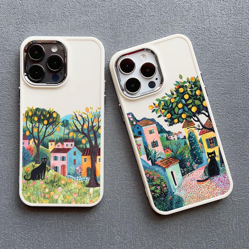 Flower Tree Kitten Silicone Phone Case For iPhone 12 11 Pro Max 16 15 14 13 Pro Max Plus X XR XS 7 8 Plus SE2 Shockproof Covers