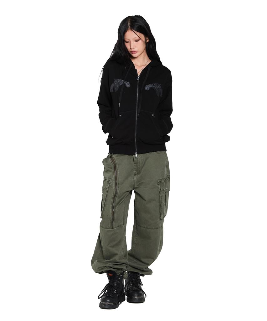 AAKAM Oblique Zippered Cargo Pants (Khaki)