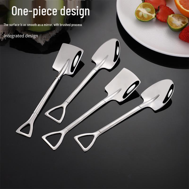 Iron Shovel Shaped Stainless Steel Spoon for Watermelon & Ice Cream - Creative Dessert Spoon for Couples