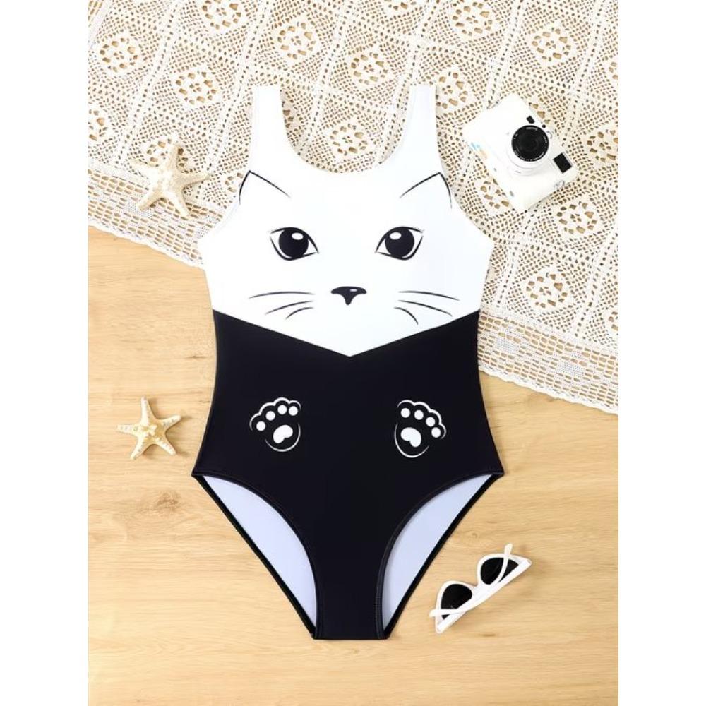 Girls One Piece Swimsuit Cute Cartoon Colorful Animal Print Sleeveless Swimwear Kids Summer Beach Bathing Suit