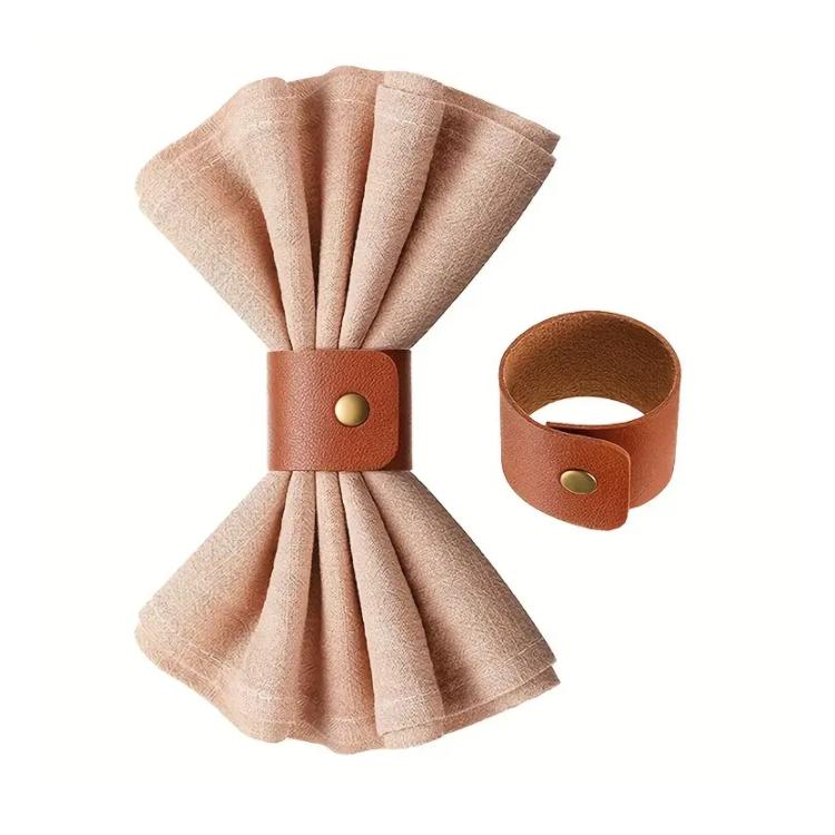 European Style Artificial Leather Napkin Ring Fashionable Simple Design for Hotel Table Decoration Elegant Napkin Buckle