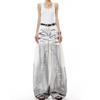 Jeans Dritti in Denim da Donna Casual Colore Unico Misto Cotone Vita Alta Quotidiano Streetwear Pantaloni Lunghi