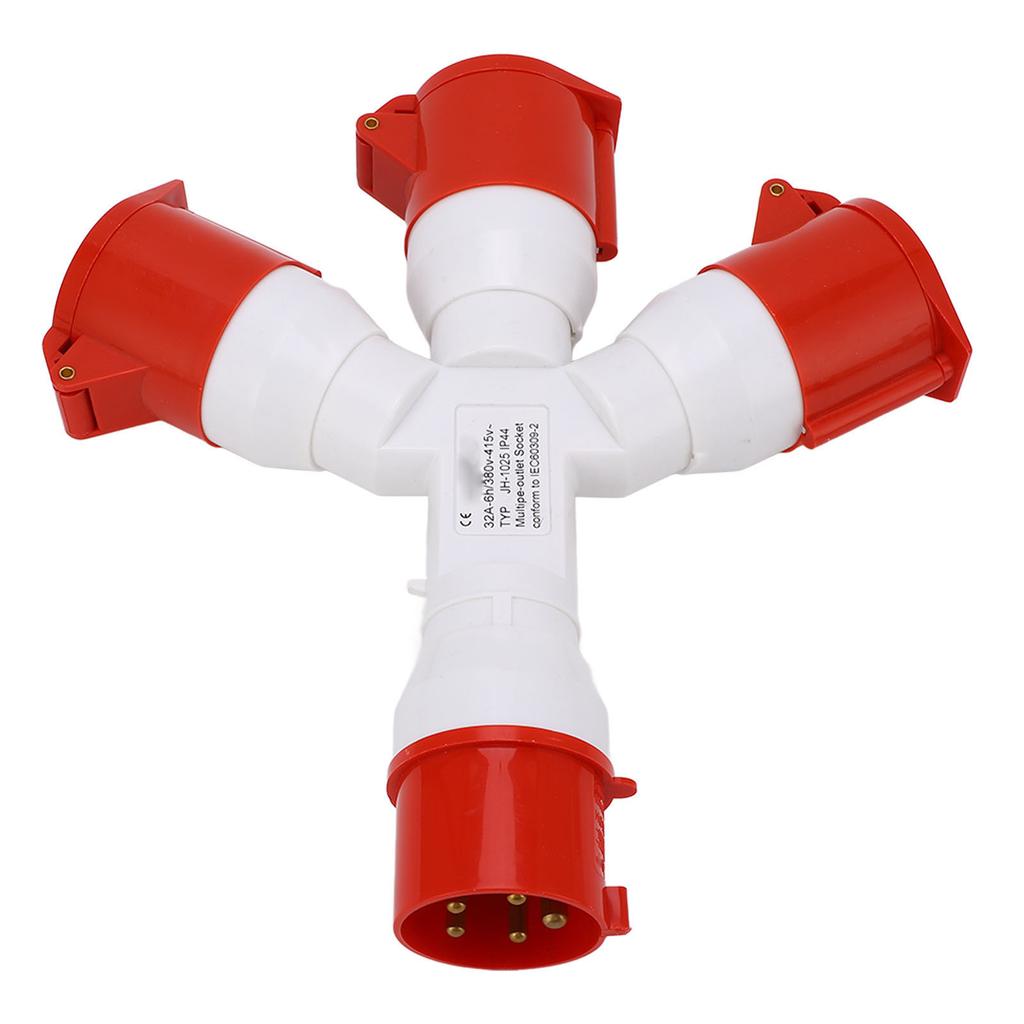 Multifunctional Industrial Plug 1 In 3 Out 5 Pin IP44 Waterproof Aviation Plug with Dust Cover 380‑415V 32A