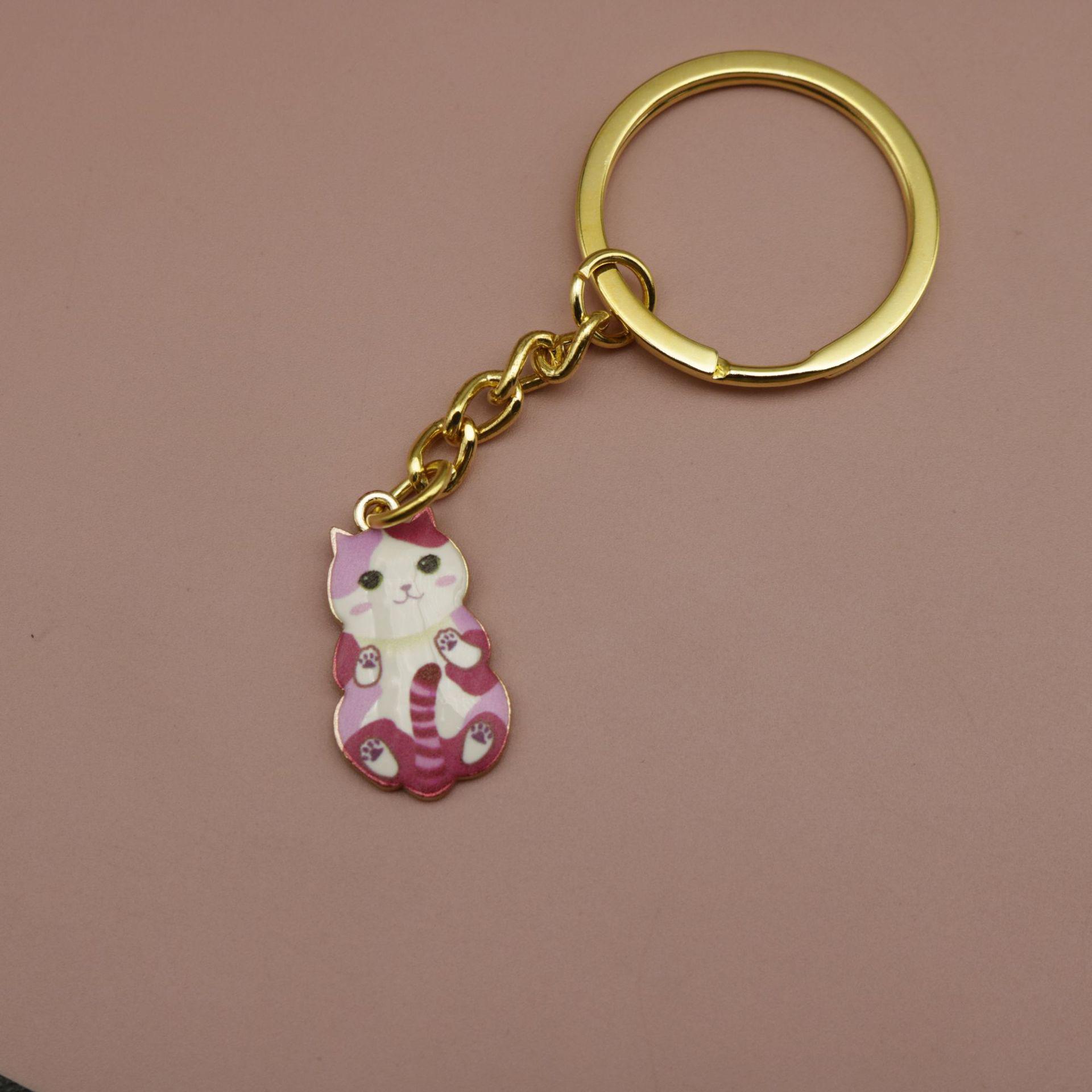 Hot Selling Simple Drip Oil Cat Keychain Pendant