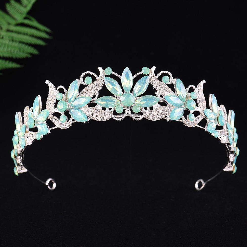 DIEZI 6 Colors Sweet Princess Opal Crystal Tiara Crown Women Girls Wedding Party Elegant Luxury Rhinestone Crown Hair Jewelry