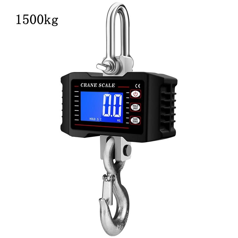 Digital Hanging Scale 1500kg Weigher Tools 1000KG Heavy Duty Crane Scales LCD Steel Industrial Auto Lock Hook Weighing Blance
