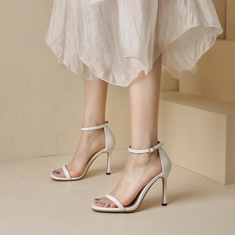 Women's High-heeled Sandals Summer New Simple and Versatile Thin-heeled Large-size Open-toed Sandals