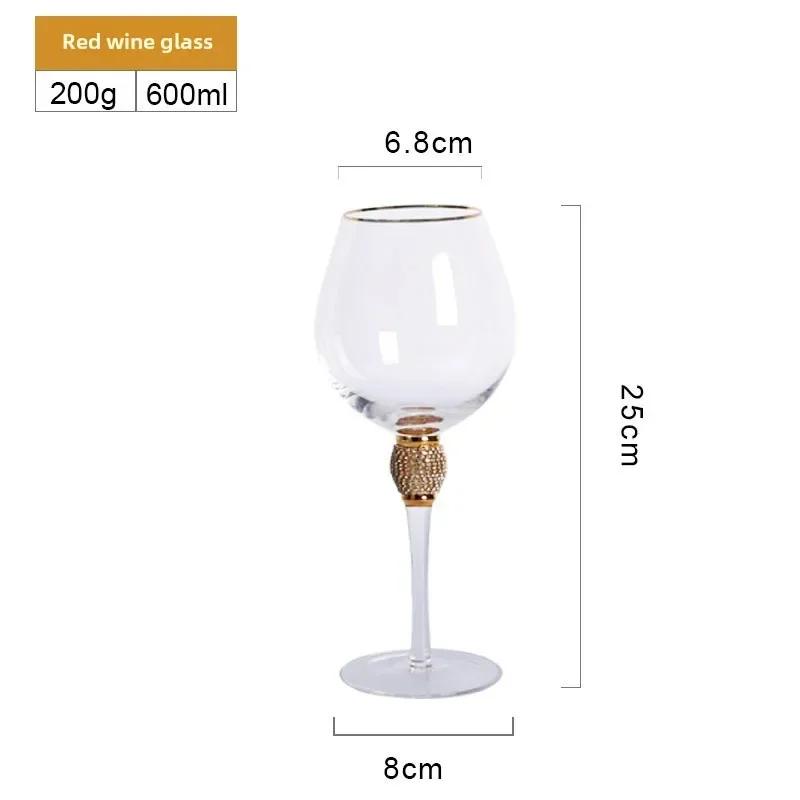 European-style luxury diamond-encrusted gold-rimmed red wine glasses champagne glasses glass stemware and wine glasses