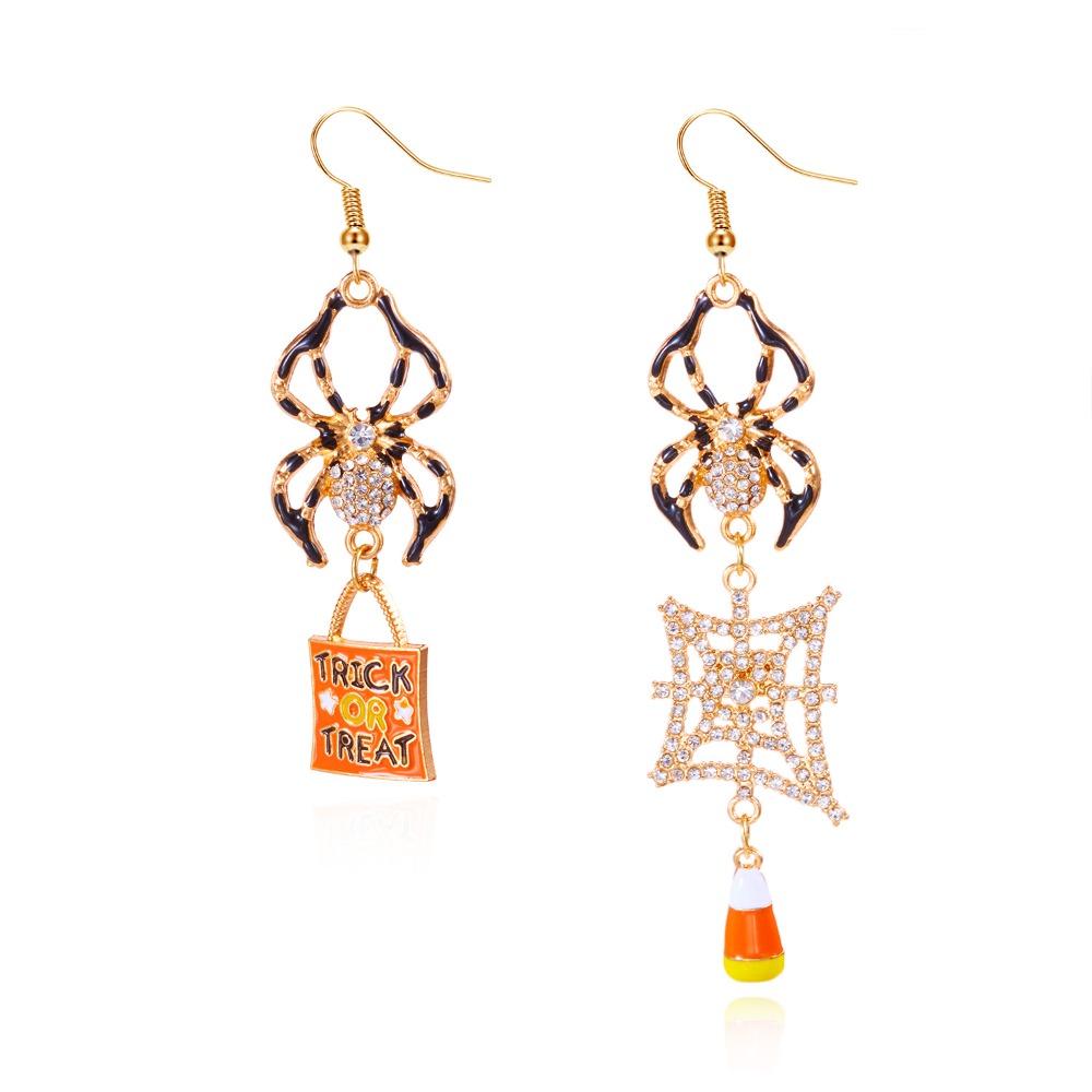 Rhinestone Halloween Earrings Ghost Spider Dangle Earrings Pumpkin Ear Studs  All Saints' Day