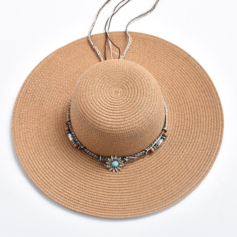 Summer Women Wide Brim Beach Sun Hat Simple Floppy Straw Hat Foldable Travel UV Protection Lady Cap