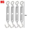 10/1Pcs Stainless Steel Hook Eye Turnbuckles Adjustable Wire Rope Tensioner Clothesline Tightener Marine Hardware M4 M5 M6