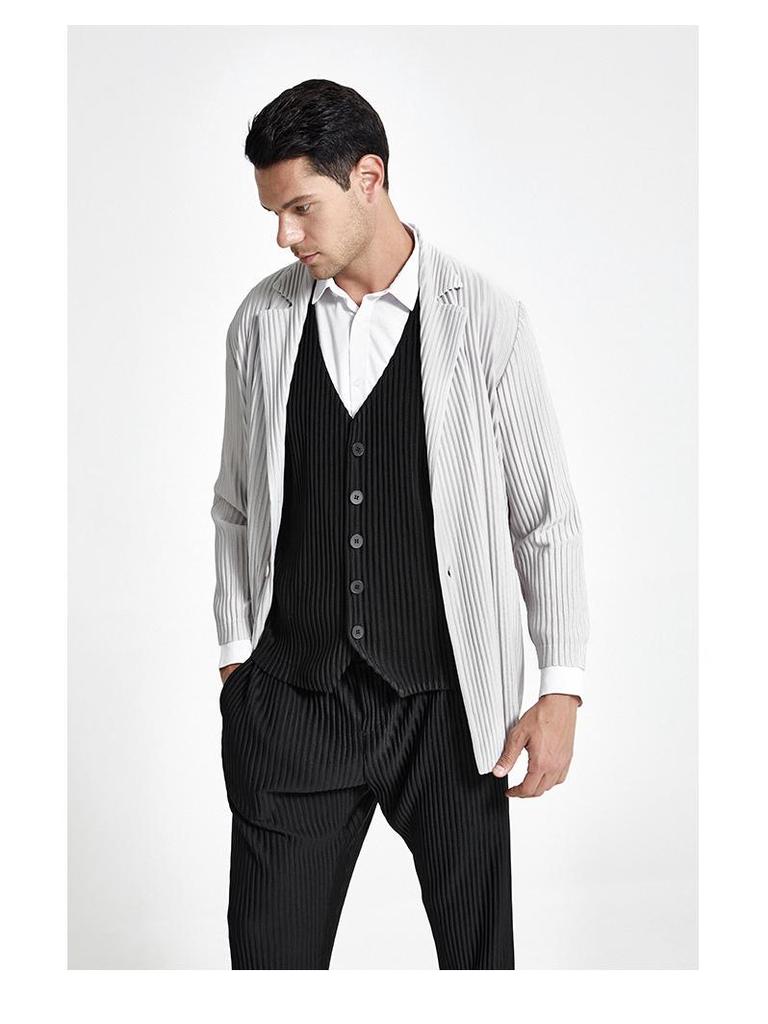 Men's Summer 2021 Pleated Casual Suit Jacket and Trench Cardigan